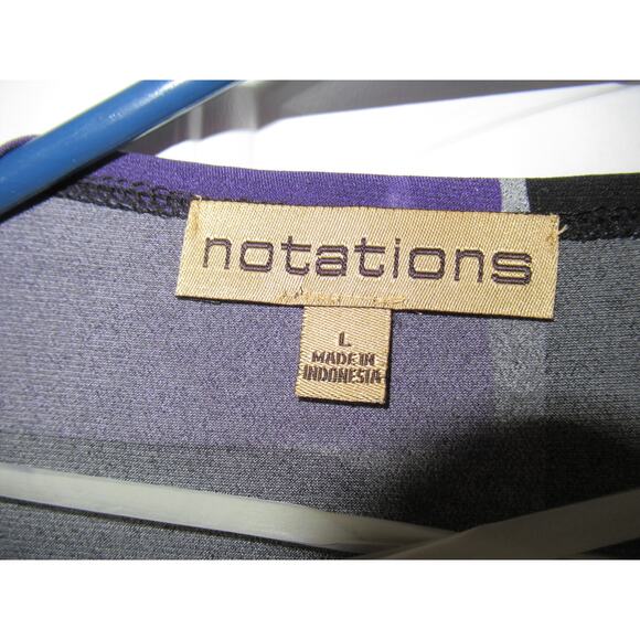 NWT Notations Purple and black 3/4 Sleeve Blouse - Picture 3 of 3